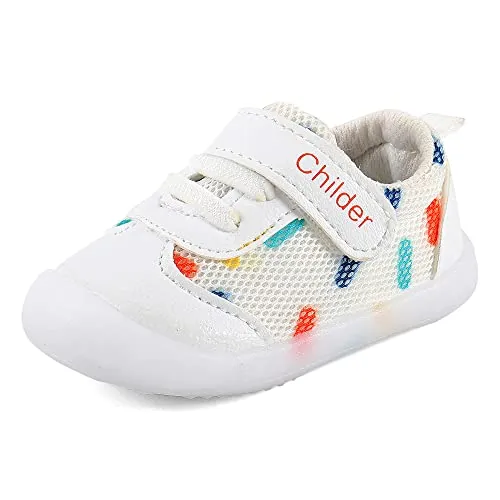 MASOCIO Zapatos Bebe Niña Niño Primeros Pasos Bebé Zapatillas Deportivas Antideslizante Talla 21.5 Blanco (Talla Fabricante: CN 18)