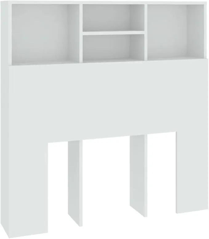 vidaXL Mueble Cabecero Armario de Cama con Almacenaje Pared Dormitorio Estantería Habitación Libros Decoraciones Blanco 100x19x103,5 cm