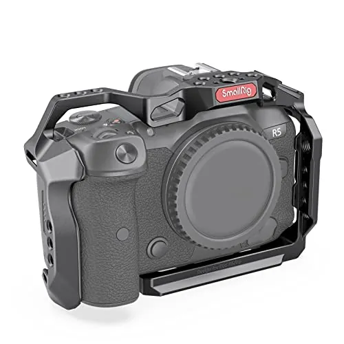 (Nueva Versión) SMALLRIG Jaula R5 / R5 C / R6 para Canon R5 R6 R5 C, Estabilizador de Plataforma de Aleación de Aluminio con Zapata, Orificios Roscados de 1/4"-20 y 3/8"-16-2982B