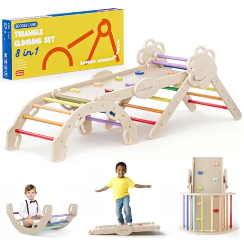 COSYLAND 8 en 1 Triángulo de Escalada Montessori con Arco y Rampa