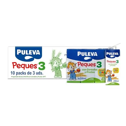 Puleva Peques 3 con Fruta y Cereales Leche Crecimiento +12M, 10x3x200ml