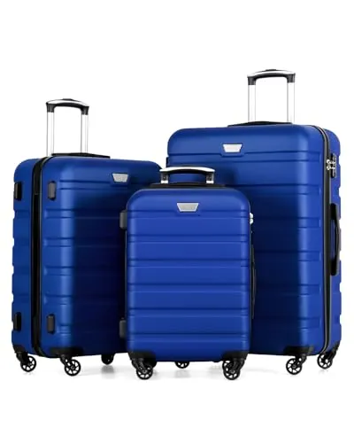 COOLIFE Juego de Maletas 3 Piezas para Viajes Familiares, M+L+XL, ABS+PC