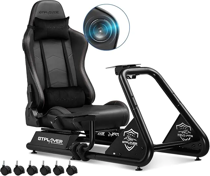 GTPLAYER Simulator Cockpit, sim Racing Cockpit, Soporte para Volante con Altavoces, Compatible con Varios Modelos de Volante y Pedales