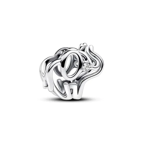 Pandora Moments Dije con diseño de elefante de plata de ley con circonitas cúbicas transparentes
