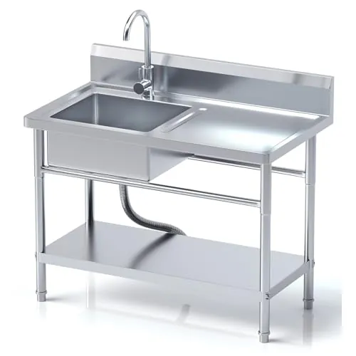 RiveraSink Fregadero Inox Autoportante 100x55x80 cm con Encimera