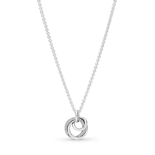 Pandora Collar con colgante circundado de plata de ley con circonitas cúbicas transparentes, 60