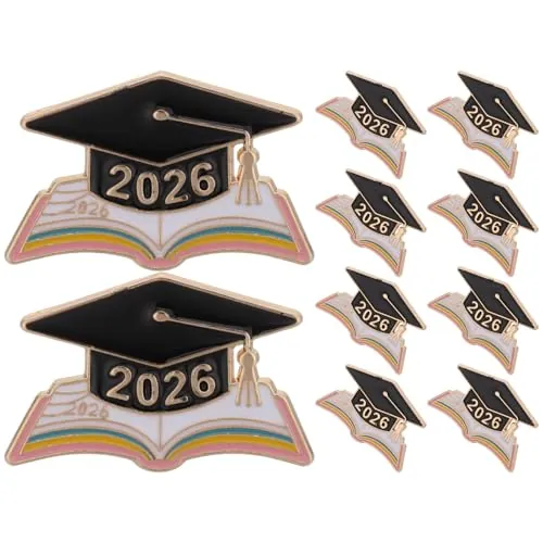 KOMBIUDA 10 Pines para Graduados 2026 de Aleación de Zinc Gotas de Aceite, Insignias de Solapa Birrete y Libro, Recuerdos de Fiesta de Graduación para Estudiantes y Maestros, Set