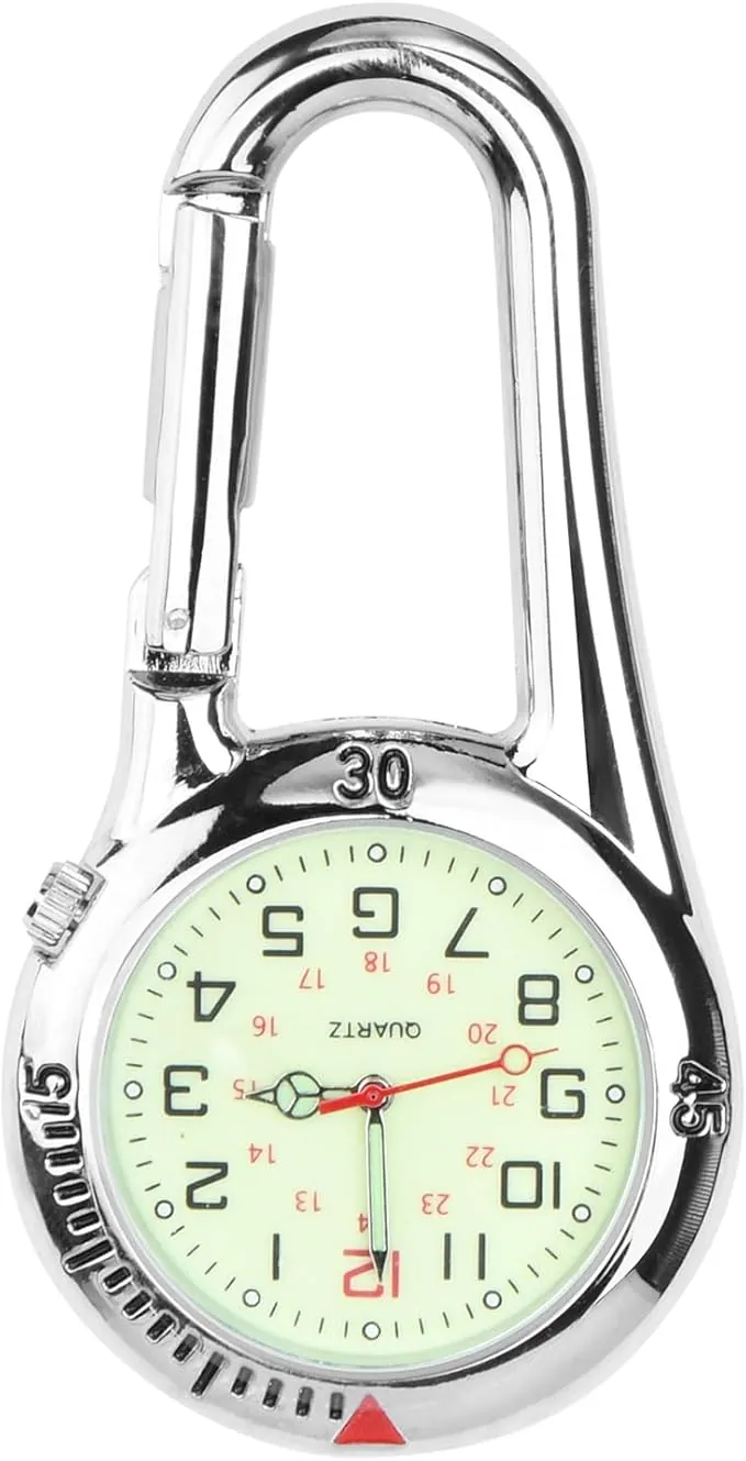 Reloj Digital de Deporte con Clip, Llavero Reloj De Bolsillo Clip En Mosquetón Bisel Giratorio Esfera Luminosa Reloj Fob para Médicos Enfermeras Paramédicos Escalada Montañismo