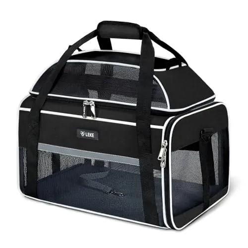 Lekespring Transportin Gato, Bolsa de Transporte para Perros y Gatos, Transportin Perro de hasta 8kg, Caja de Transporte para Mascotas en el Coche o Tren, L, Nergo