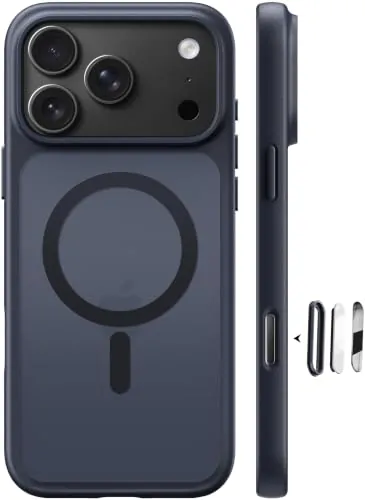 FLLAO Magnética Funda para iPhone 18 Pro Max/17 Pro Max, Negro | Control de cámara, Anillo Magnético Integrado, Protección Militar, Antigolpes, Antiarañazos Translúcida Mate Trasera