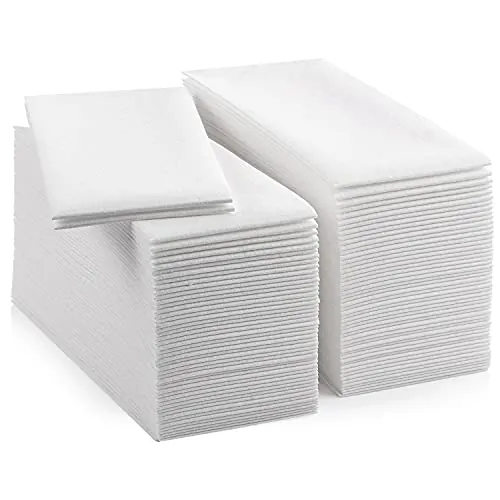 LEKOCH 100 pcs Papel Desechable Servilletas Blancas de Preminum Servilletas Papel Efecto Tela Blancas Rectangulares para Bodas, Navidad, 43 x 30 cm