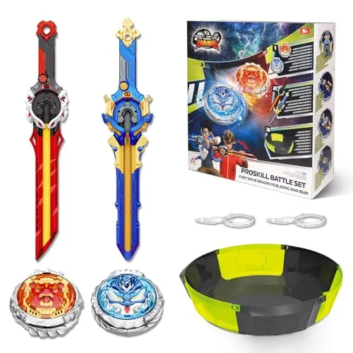 INFINITY NADO Set Arena 2 Lanzadores – 2 Peonzas Metal Luminosas 5+