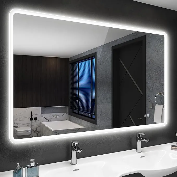 STARLEAD 100x70cm Espejo-Baño-con-Luz y Antivaho, Espejos-de-Baño con Regulable, 3 Colores Luz, Función Memoria, IP44, Vidrio Templado HD, Horizontal/Vertical