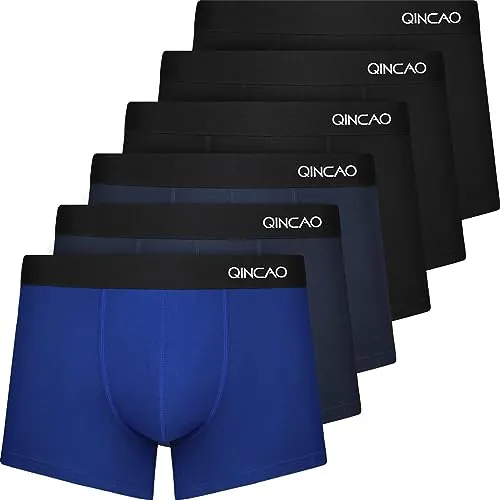 QINCAO Calzoncillos Hombre Boxer Paquete de 6, Suave y Ajuste Cómodo