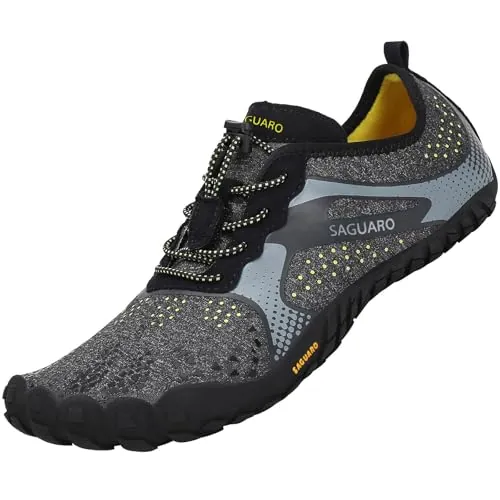 SAGUARO Zapatos Barefoot Hombre Zapatillas Minimalistas Mujer Calzado Trail Running Negro 45