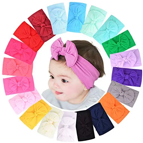 20 diademas elásticas con lazo para el pelo, de nailon, accesorios infantiles para niñas, niños y bebés recién nacidos