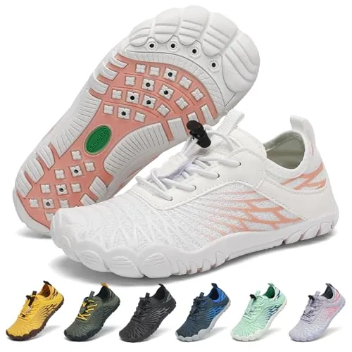 SAGUARO Escarpines Niño Zapatillas Barefoot Niños Secado Rápido Zapatillas de Agua Niña Ligeras Zapatos de Playa Piscina Mar Blanco, 25 EU