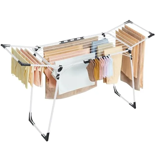 SONGMICS Tendedero de Pie, con Alas de Acero, 174 x 56 x 96 cm