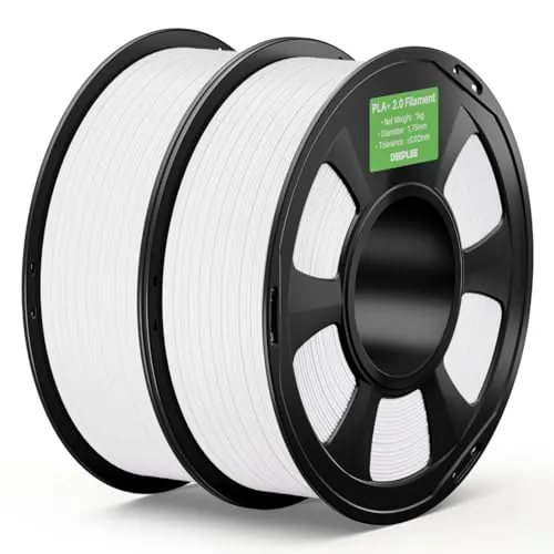 DEEPLEE PLA+ 2.0 Filamento 1.75 mm, Pack 2 x 1 kg, Blanco