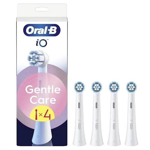 Oral-B iO Gentle Care Cabezales de Recambio Originales, Blancos, Pack de 4