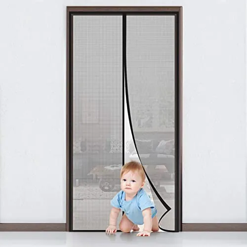MYCARBON Mosquitera para Puerta Negro Cuadro (200x210, Negro Cuadro)
