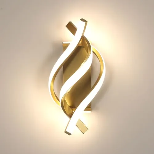 Comely Aplique de Pared LED Interior 22W 2500LM, Dorado Lámpara de Pared