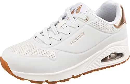 Skechers Mujer Uno Golden Air Trainers, White Durabuck/Mesh Trim, 38 EU