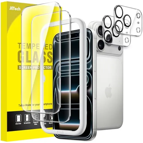 JETech Protector Pantalla para iPhone 17 Pro Max, 2+2 Unidades