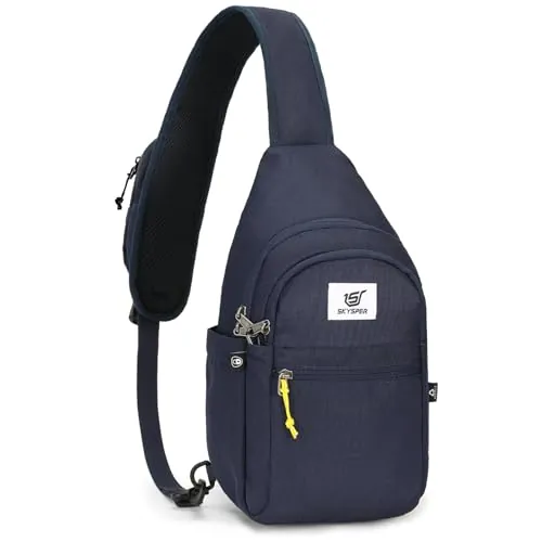 SKYSPER Mochila Cruzada Hombre Bolso Bandolera Antirrobo Bolsa de Pecho Pequeño Ligera Sling Bag para Viaje Senderismo Deporte