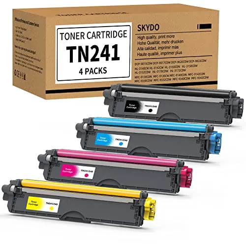 Skydo TN241 TN245 Toner Compatible con Brother TN241 Toner DCP-9020CDW | TN-241 tóner para Brother DCP-9020CDW DCP-9015CDW HL-3140CW MFC-9330CDW MFC-9340CDW MFC-9140CDN HL-3150CDW HL-3170CDW, 4-Pack