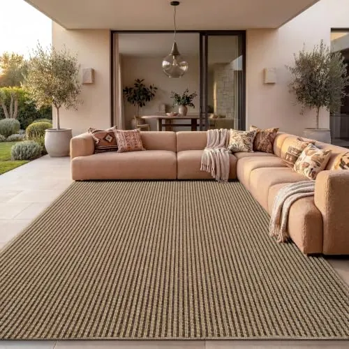 Paco Home Alfombra de Yute para Interior y Exterior - Natural y Negra, Resistente y Elegante, Ideal para Patio y Salón, tamaño:240x340 cm, Color:Beige 4