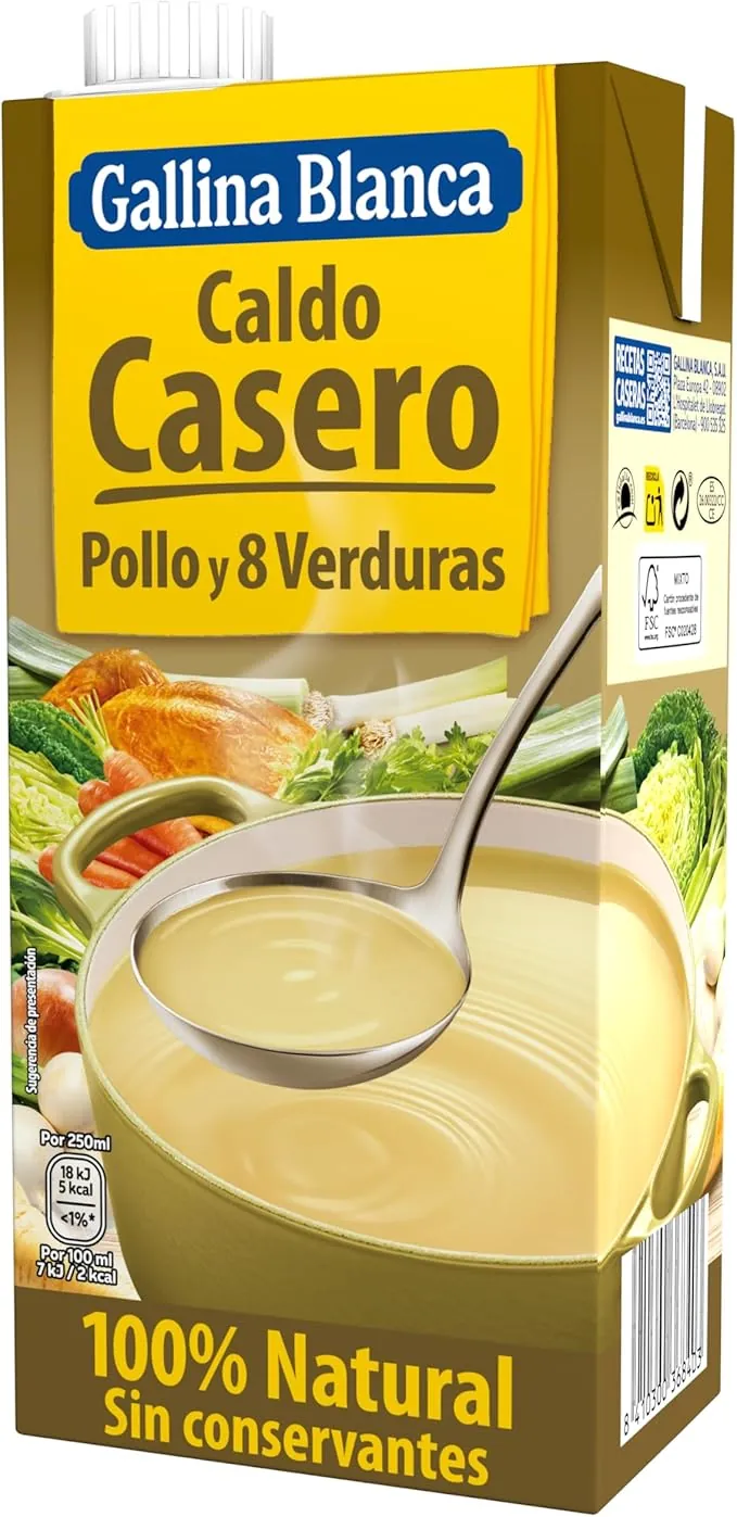 Gallina Blanca - Caldo Casero de Pollo y 8 Verduras 100% Natural - 1L