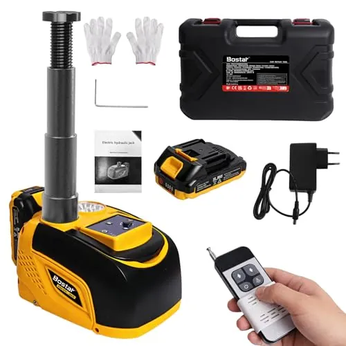 Bostar Gato Hidráulico Eléctrico 5T Compatible Makita-18V Batería, Kit Elevador Coche Inalámbrico con Mando a Distancia, Altura 15-45cm, Herramienta Cambio Rueda para SUV, Todoterreno y Furgoneta