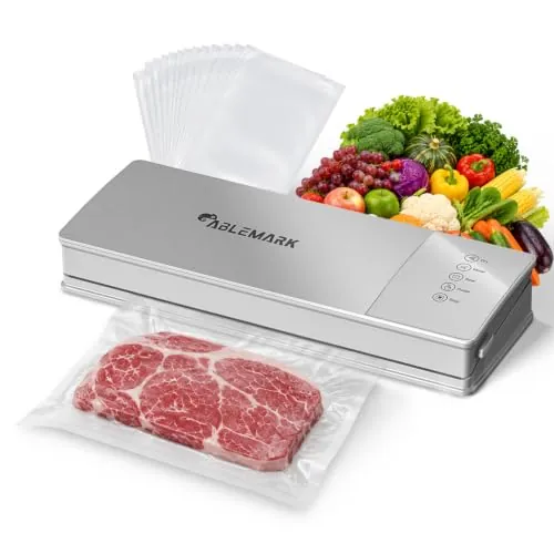 Envasadora al Vacío Doméstica, Seco y Húmedo, Línea de Sellado de 3 mm | Selladora al vacío 30 cm, Pulse para alimentos delicados, tubo para recipientes compatibles, 10 bolsas gofradas, color Gris