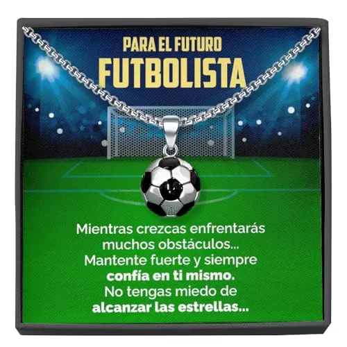 SOFIA FERRER Regalo Niño 10 Años, Colgante De Futbol Para Niños, Regalo Original Niño 8, 9, 10, 11, 12 Años, Collar Hombre Acero Inoxidable, Cosas De Futbol Para Niños, Navidad (Futbolista)