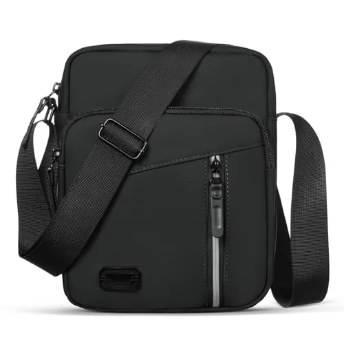 Aucuu Bolsa Pecho Hombre de Gran Capacidad, Impermeable Bandolera Crossbody para Viajar, Correr, Ciclismo, Negocios - Gris
