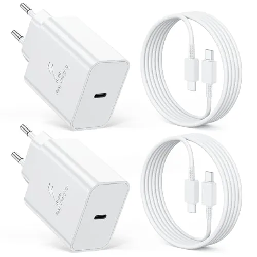 45W Cargador Rapido USB C, 2-Pack Cargador Samsung Carga Rapida con 2M Cables para Samsung Galaxy S26 S25 Ultra S24 S23 S22 S21 A57 A56 A55 A54 A37 A36 A35 A25 A26 A17 A16, USBC Enchufe Tipo C Cabezal