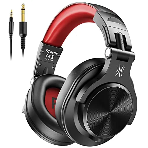 OneOdio A71 Auriculares con Cable Hi-Res para Estudio, DJ y SharePort | Drivers de 40 mm, diseño plegable over-ear, micrófono en línea y conectores de 3,5/6,35 mm para PC, monitorización y mezcla