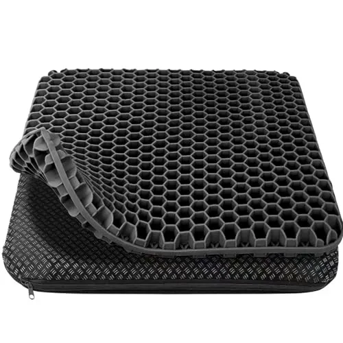 HSSGGV Cojín de Gel,Cojín Antiescaras para Silla Oficina,Funda Extraíble | Cojín de gel suave, doble capa transpirable, antideslizante y lavable. Ideal para sillas de oficina, coche, ruedas y gaming