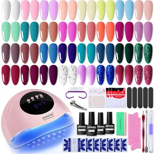 JODSONE Kit de esmalte de uñas de gel para principiantes, kit de herramientas para manicura en casa