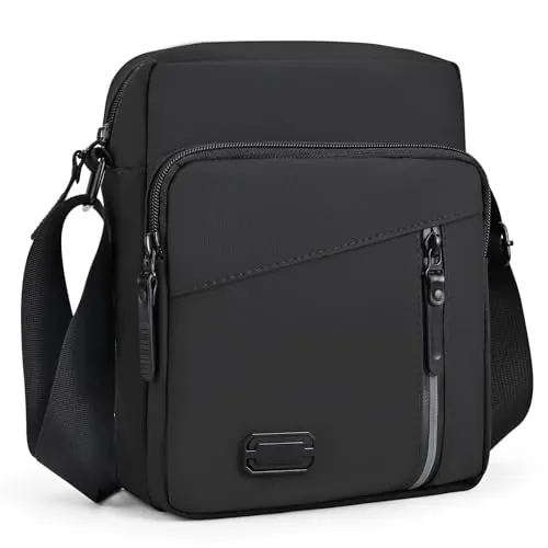 Lanvixo Bolso Hombre Bandoleras Hombre con Múltiples Bolsillos Bolso Bandolera Hombre Casual Bolsos Hombre para Negocios Uso Diario Viajes, Negro