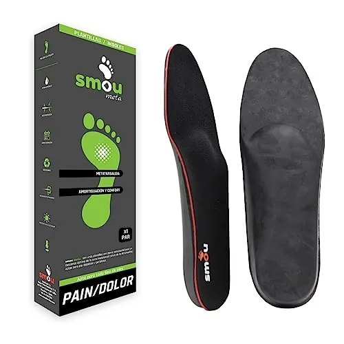 Plantillas Metatarsalgia SMOU Meta – Para Neuroma de Morton y Dolor Metatarsal – Con Almohadillas Metatarsianas, Plantilla Memory Foam – Amortiguación y Comodidad - Hombre y Mujer - Uso Diario