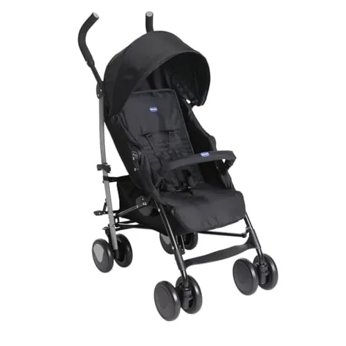 Chicco Echo Lite, Silla de Paseo Bebé Ligera, 0+ Meses-22 Kg, Respaldo Reclinable en 4 Posiciones, Asiento Espacioso, Paragolpes, Cierre Paraguas, Frenos Gemelos y Ruedas Delanteras Giratorias, Negro