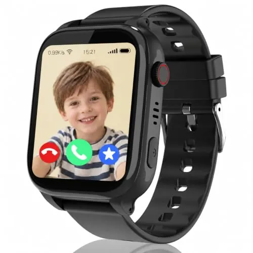 4G Reloj Inteligente Niño con GPS, IP68 Smartwatch Niño con llamadas, SOS | Videollamadas HD, Chat de Voz, Modo Escuela, Juegos, Despertador, Calculadora, Calendario, Regalos para Niñas y Niños, Negro