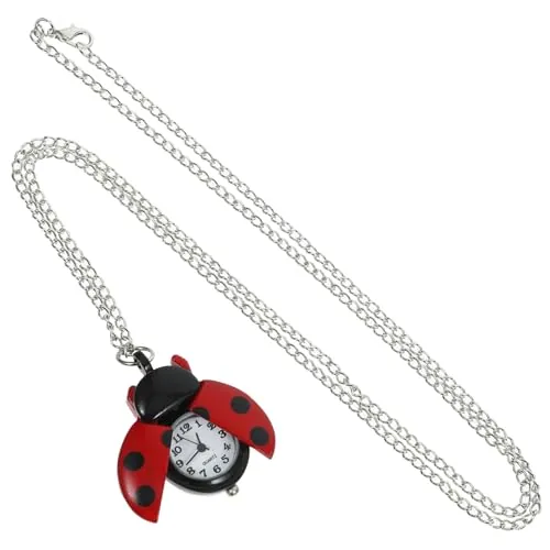 VALICLUD Reloj De Bolsillo Retro Forma De Mariquita para Niño Niña Diseño Vintage Atractivo Movimiento De Cuarzo Preciso para Cumpleaños Infantiles