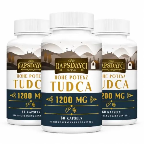 TUDCA de alta dosis (1200 mg por porción), 180 cápsulas – sales biliares de ácido tauroursodesoxicólico, suplemento alimenticio para el hígado | sin OMG, sin gluten