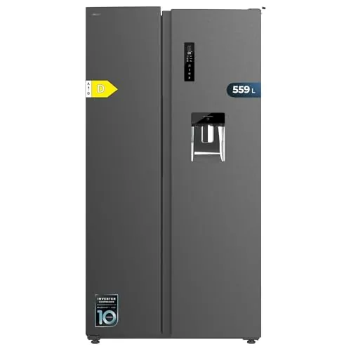Cecotec Frigorífico Americano de 559 Litros Bolero CoolMarket SBS 562 Dark D. 177 cm de Alto y 90 cm Ancho, Clase D, Sistema Multi Air Flow, Total No frost, Motor Inverter Plus