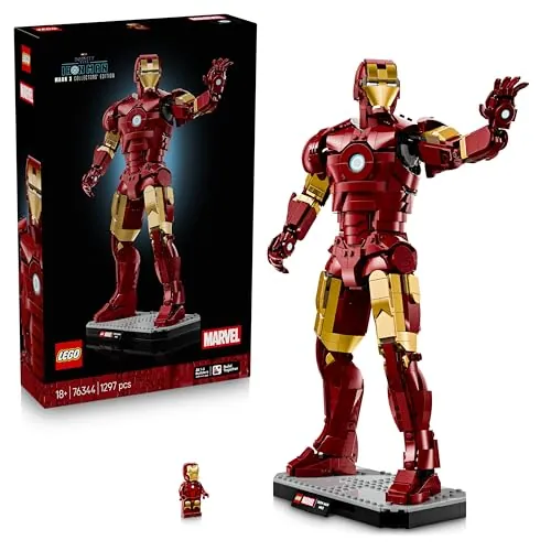 LEGO | Marvel Iron Man Mark 3: Edición para Coleccionistas - Maqueta para Adultos de Los Vengadores - Minifigura de Superhéroe y Reactor ARC - Regalo para Hombres y Mujeres Fans - 76344
