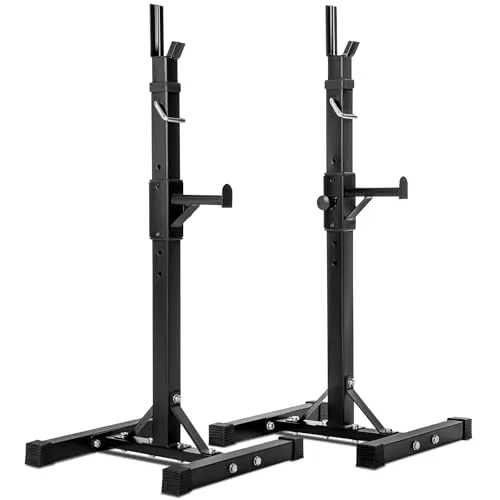 tectake® Soporte Barra Pesas, Rack Musculación Ajustable, Soporte Sentadillas, Squat Rack Estable, Deporte en Casa, Gimnasio en Casa, Barra Musculacion, Soporte Press Banca, Gym - Negro