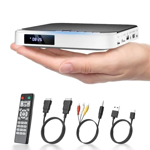 Desobry Lettore DVD para TV Mini HDMI Compatible con Todas Las Regiones, Piccolo para TV, Archivo Breakpoint (MD115W-04DE)